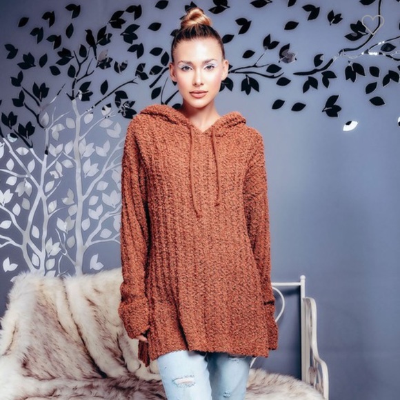 Last 1! Soft New Cozy Knit Popcorn Hoodie Sweater - Picture 7 of 12